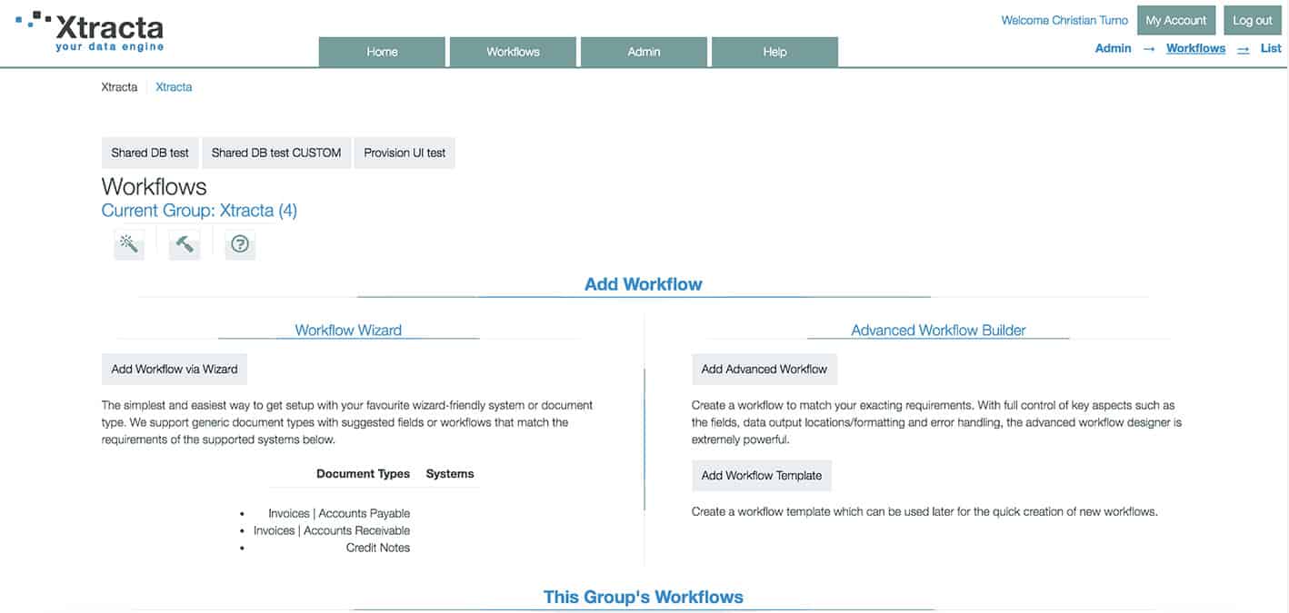 Xtracta Workflow Dashboard Screenshot